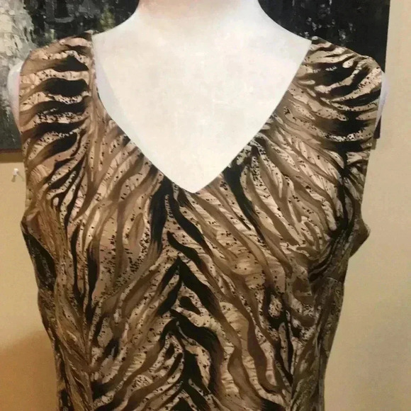 John Robert’s Abstract V-Neck Animal Print Design Midi Dress w/Zipper Back-12 - Picture 5 of 8